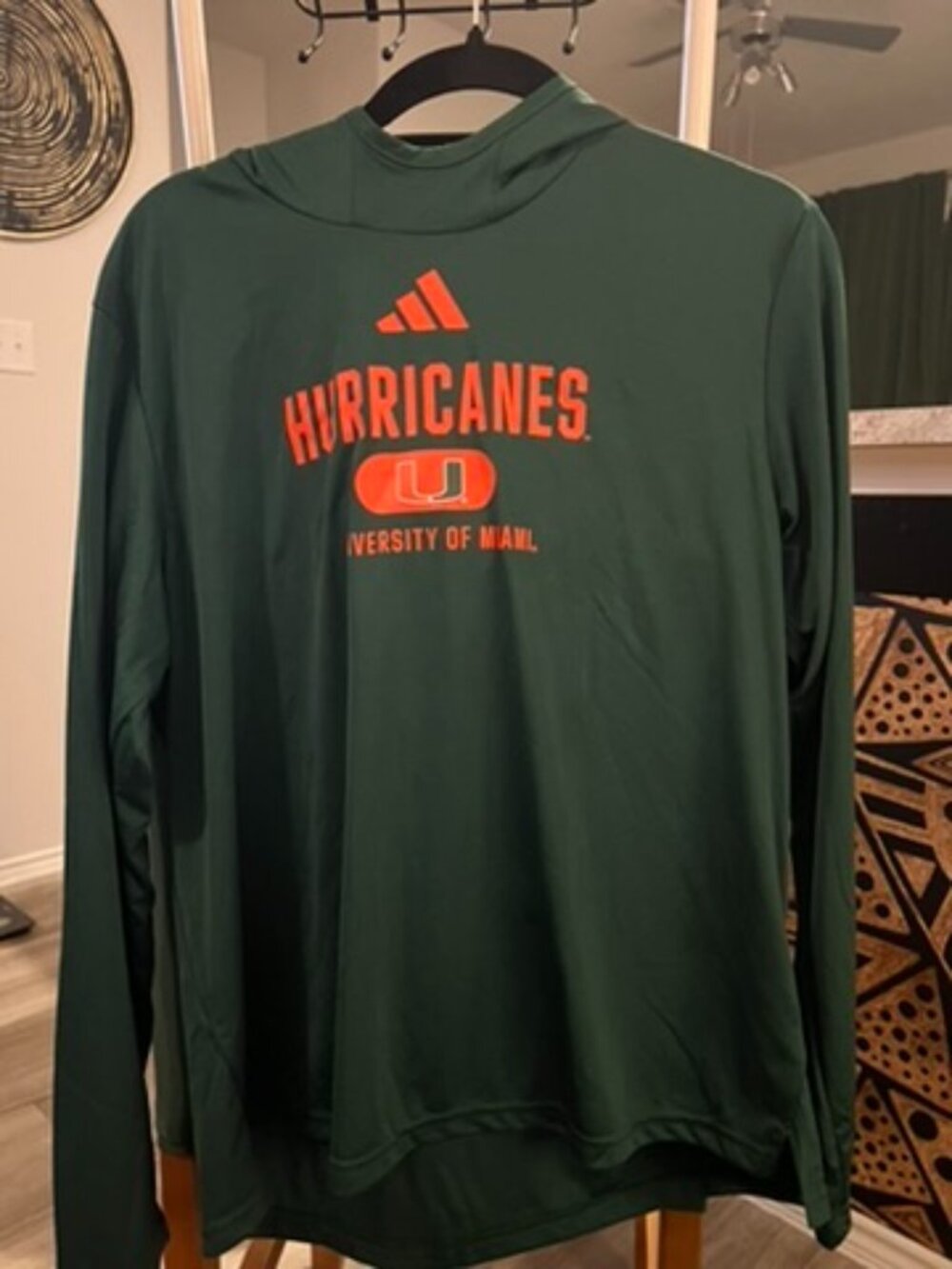 NWT Adidas Miami Hurricanes Long Sleeve Shirt